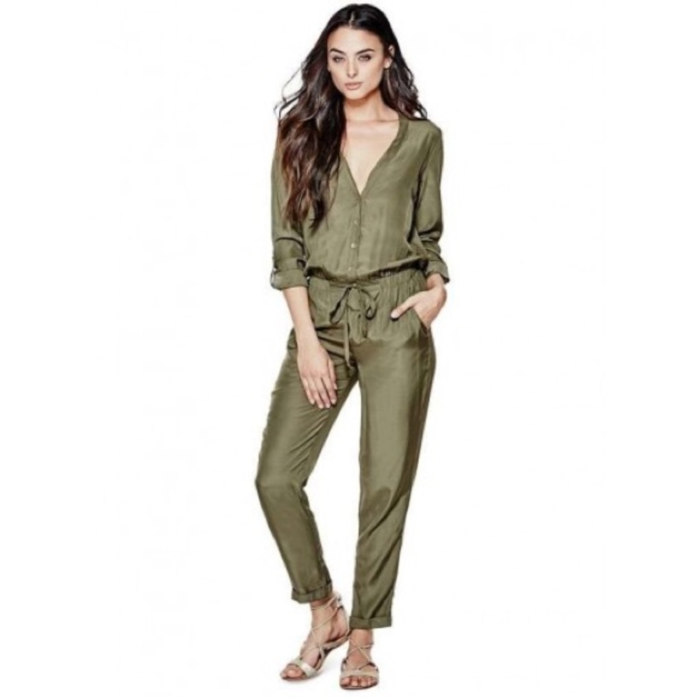 GUESS Quinn Olive Utility Jumpsuit size XS